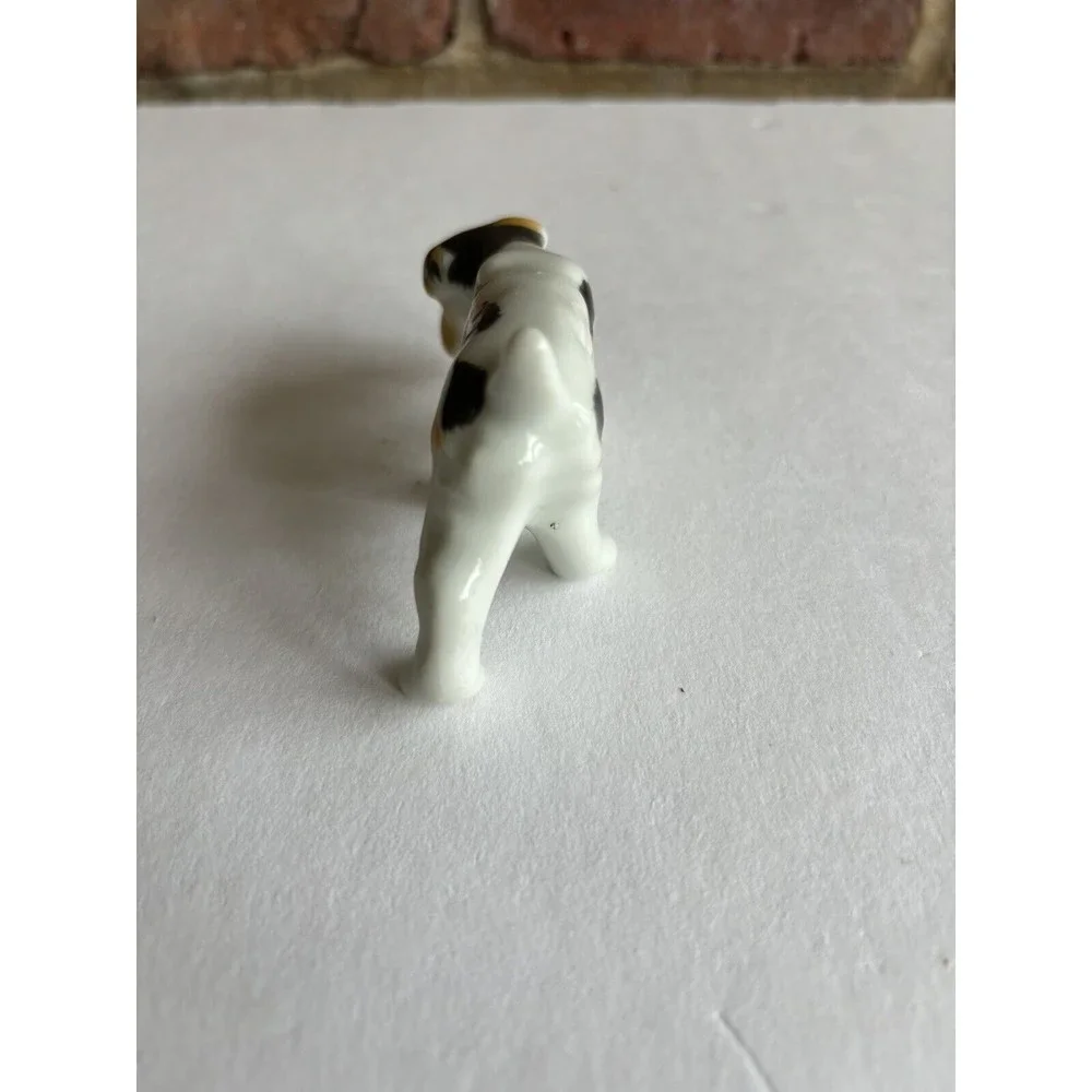 VINTAGE TERRIER/SCHNAUZER DOG FIGURINE JAPAN HAND PAINTED PORCELAIN 3” LENGTH